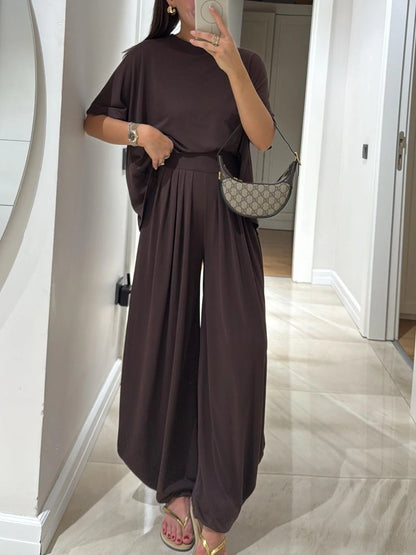 Solvane —  Loose-Fit Top & Wide-Leg Pants Set