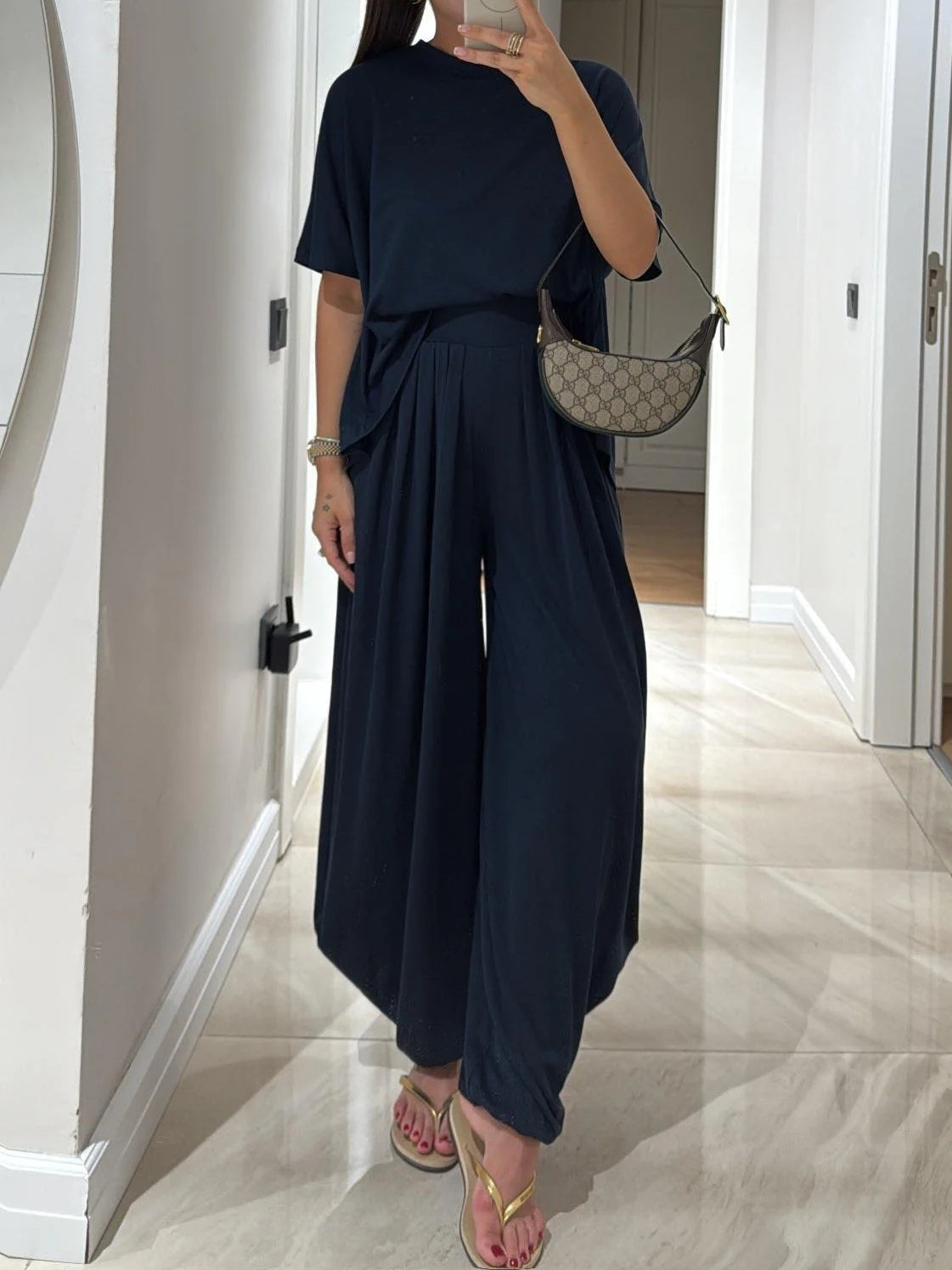 Solvane —  Loose-Fit Top & Wide-Leg Pants Set