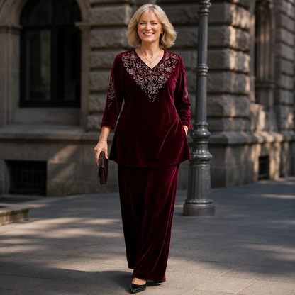 Velourine — Rhinestone Velvet Two-Piece Set