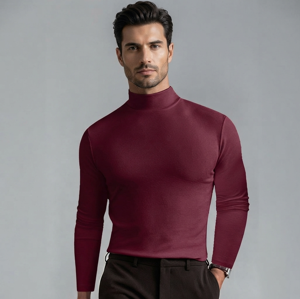 Marden — High-Collar Slim-Fit Long Sleeve Tee