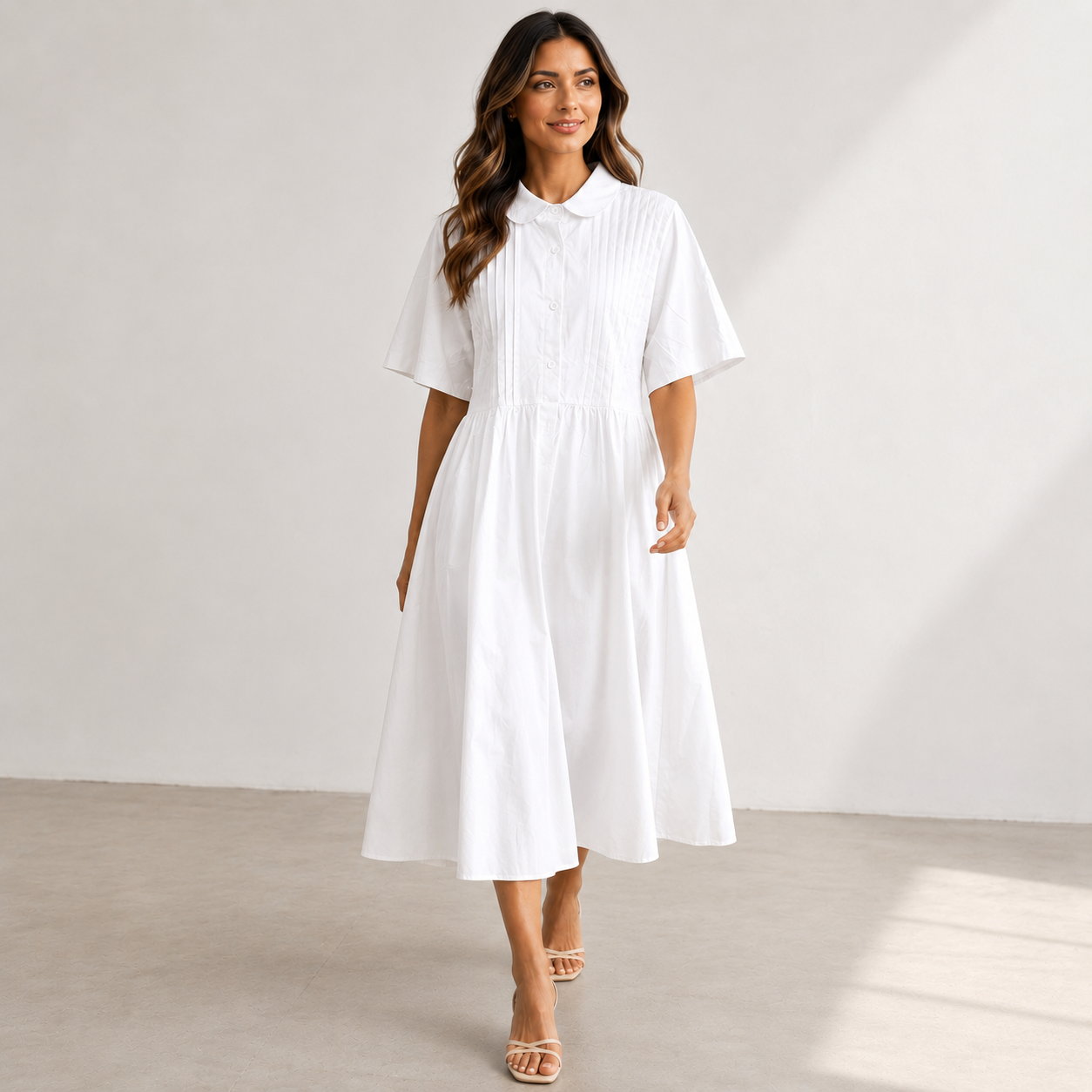 Lysandra — Fluid Cotton Shirt Dress