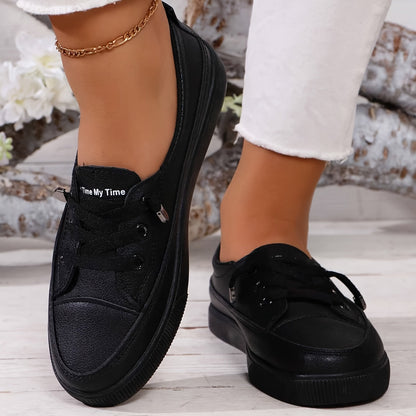 Azzy - Comfortable Women's White Lace-Up Flat Shoes
