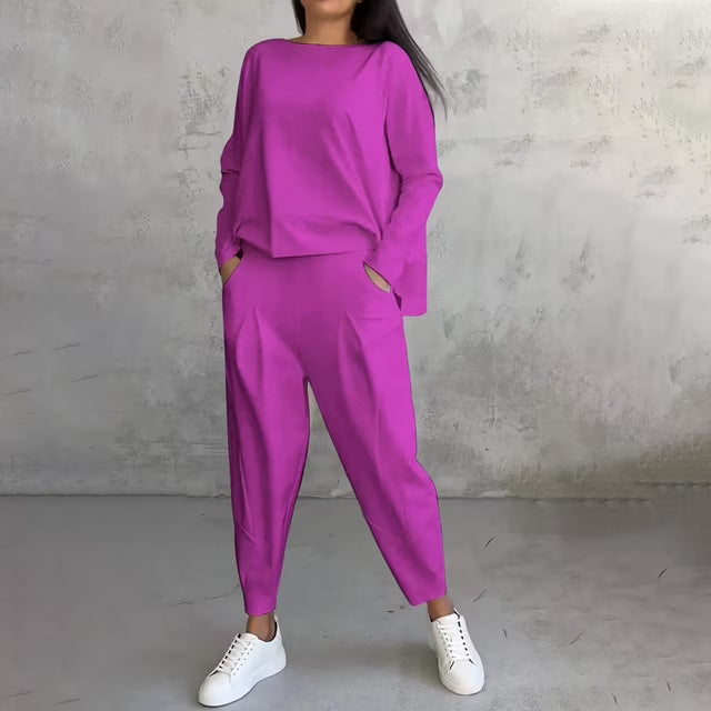Cotonné — Cotton Asymmetric Sweatshirt & Trouser Set