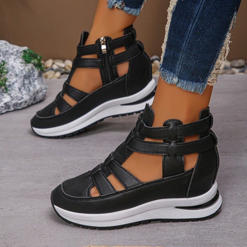 Comfortable, lightweight wedge sandals with side zip
