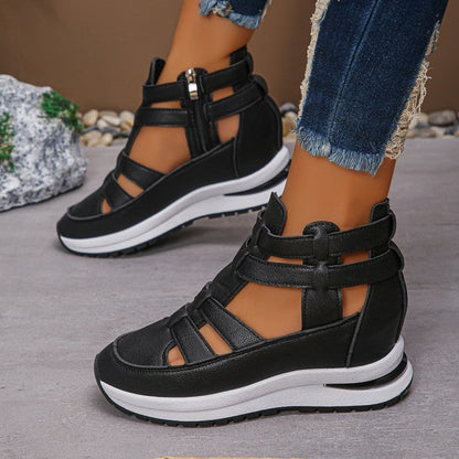 Comfortable, lightweight wedge sandals with side zip