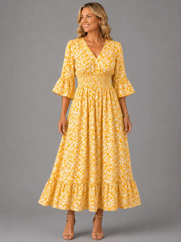 Vivenne — V-Neck Vintage Maxi Dress
