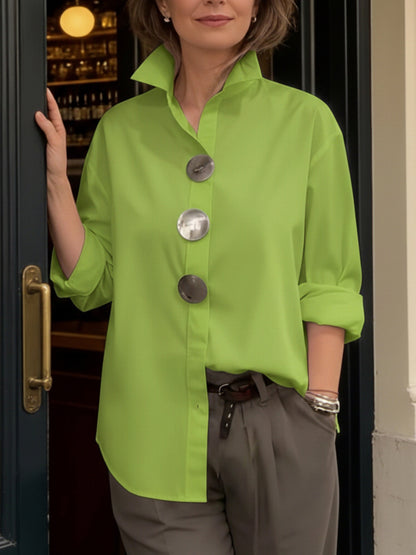 Célène — Collar Blouse with Metal Buttons