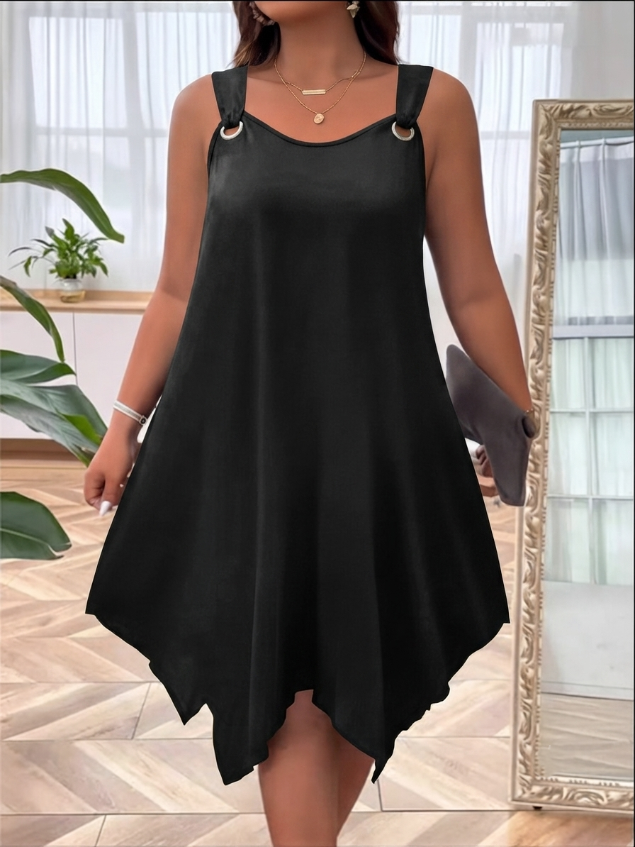 Verlynne — Sleeveless Dress with Asymmetrical Hem