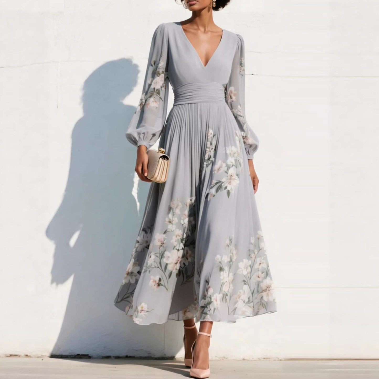 Aurelia — V-Neck Midi Dress
