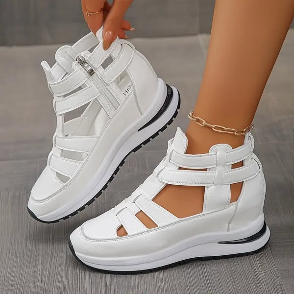 Comfortable, lightweight wedge sandals with side zip