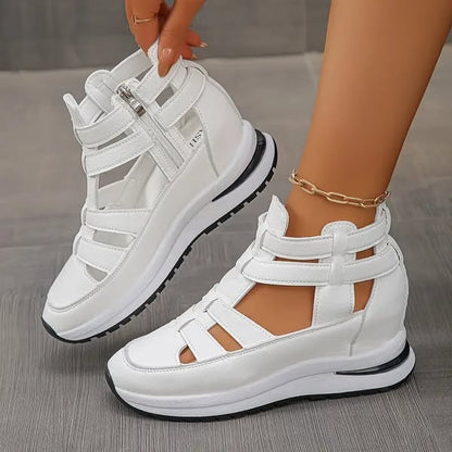 Comfortable, lightweight wedge sandals with side zip