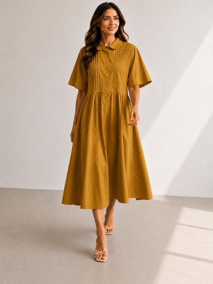 Lysandra — Fluid Cotton Shirt Dress