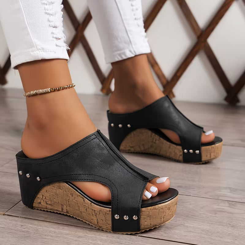 Marveline — Studded Wedge Sandals with Arch Support