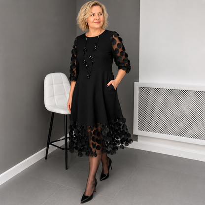 Nivelle — Plus Size Midi Dress with Dotted Tulle