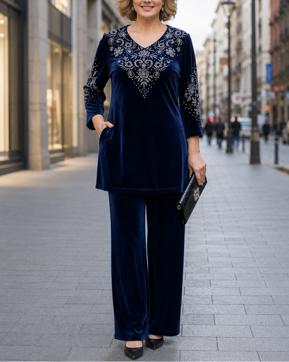 Velourine — Rhinestone Velvet Two-Piece Set