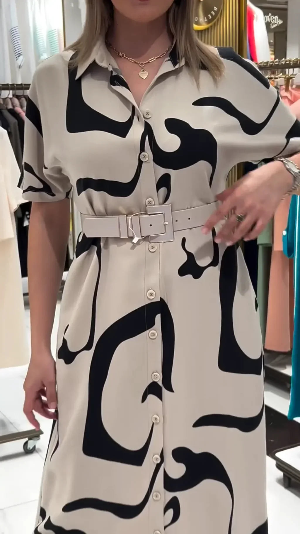 Beautiful dress with a belt - Comfortable Elegant Dress