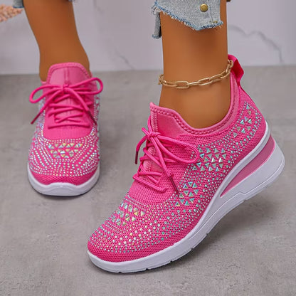 Women's casual, fashionable, breathable, sneakers adorned with crystals