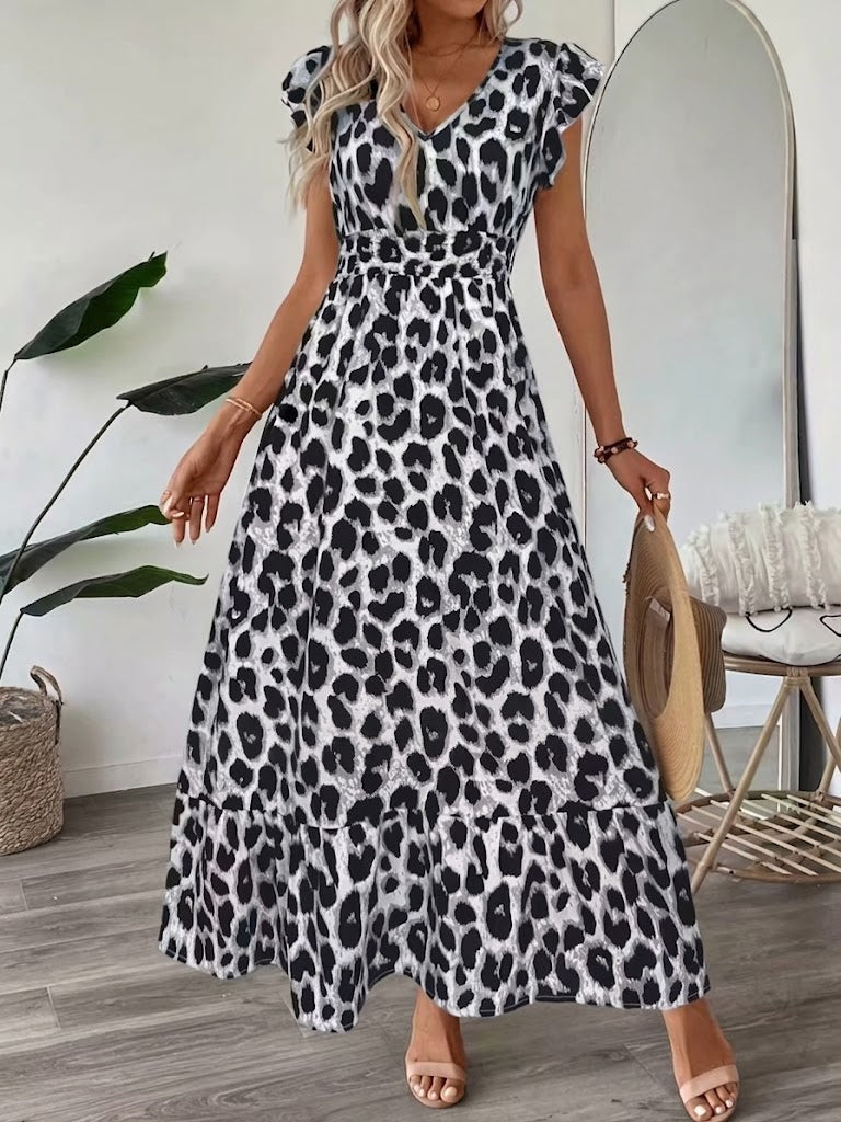 Candela — Baroque V-Neck Maxi Dress