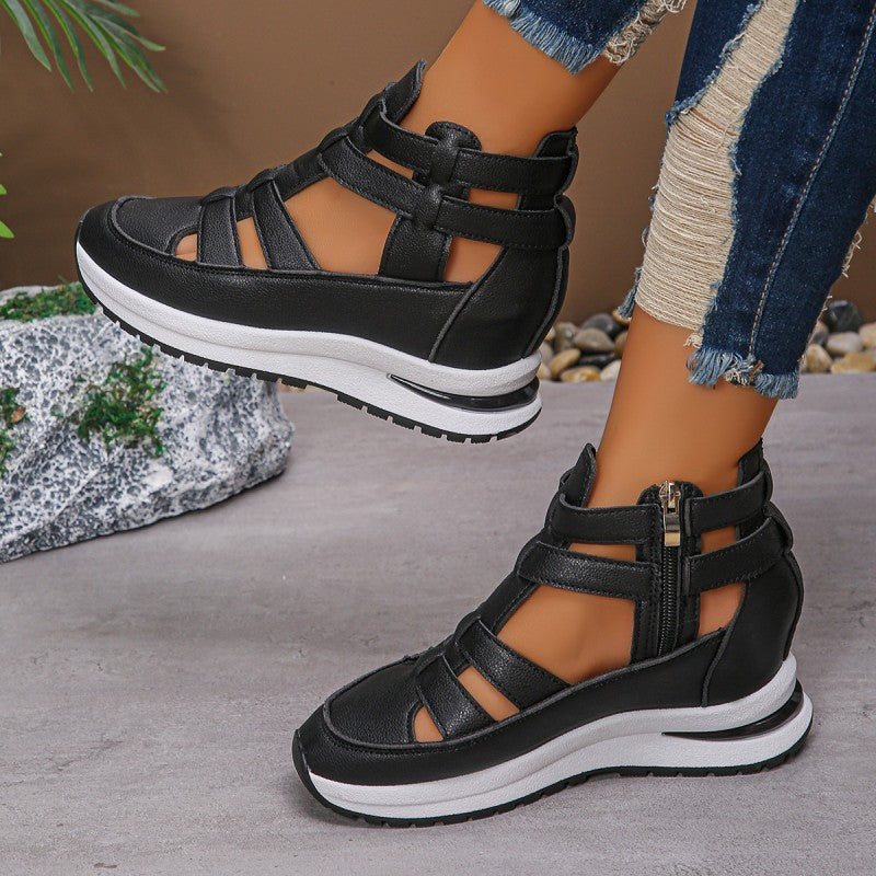 Comfortable, lightweight wedge sandals with side zip