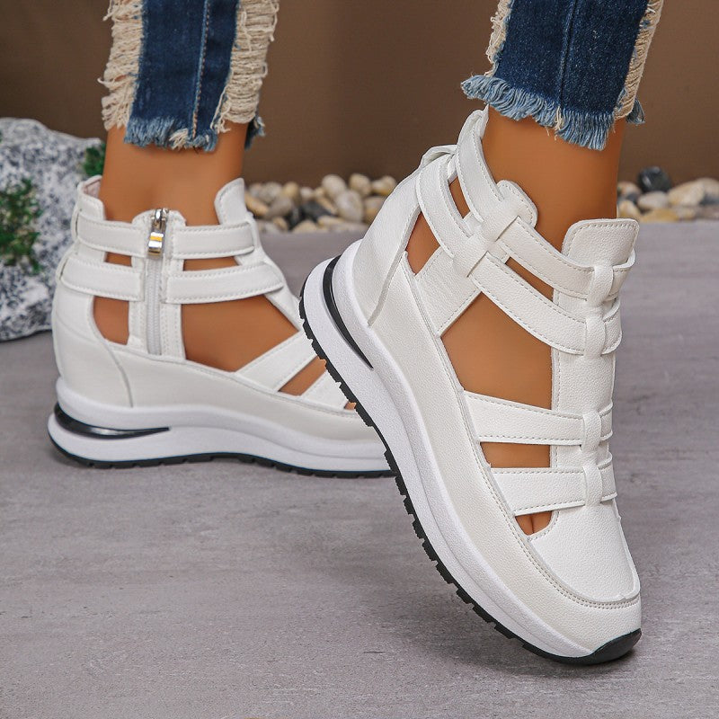 Comfortable, lightweight wedge sandals with side zip