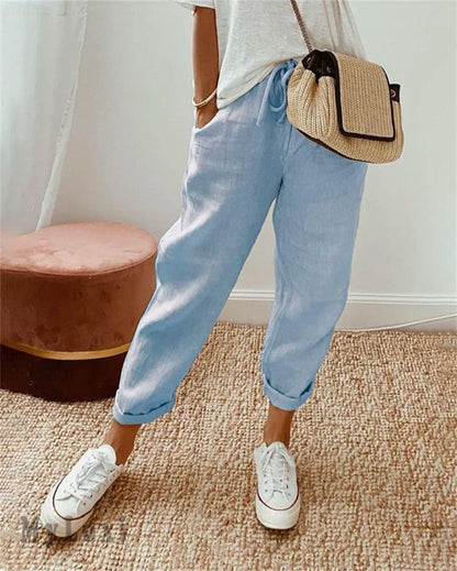 Lirèa — High-Waist Cotton Linen Wide-Leg Trousers