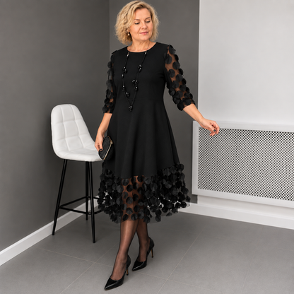Nivelle — Plus Size Midi Dress with Dotted Tulle