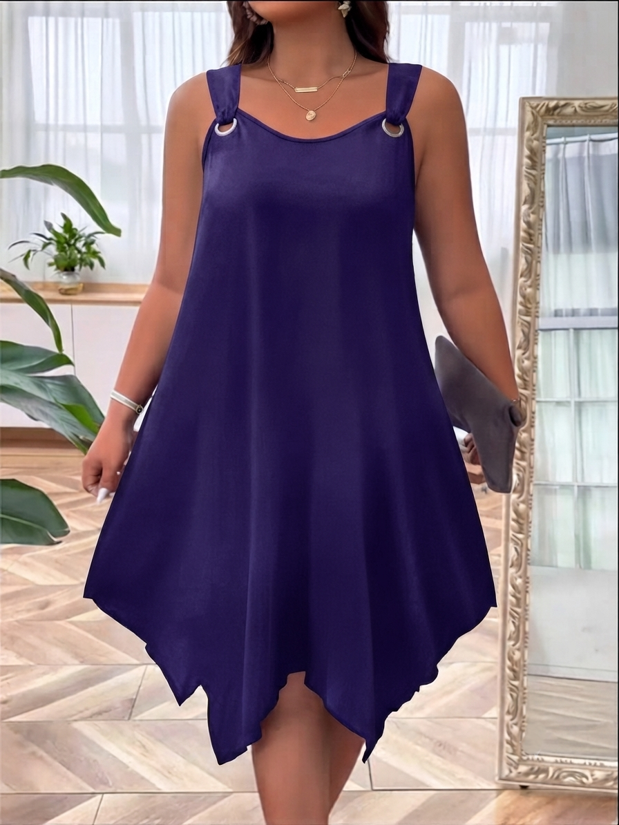 Verlynne — Sleeveless Dress with Asymmetrical Hem