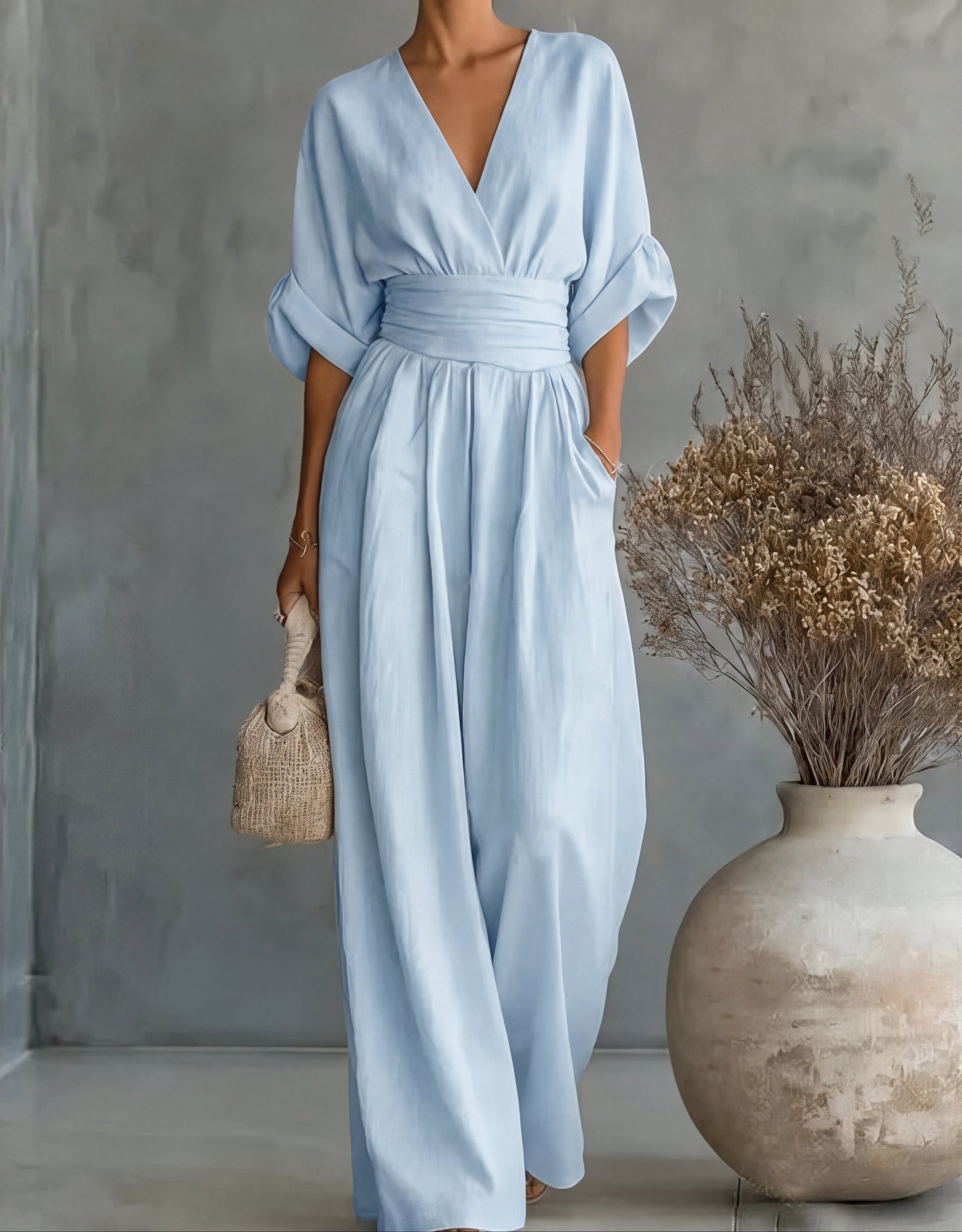 Daniela — V-Neck Wide-Leg Jumpsuit