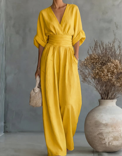 Daniela — V-Neck Wide-Leg Jumpsuit