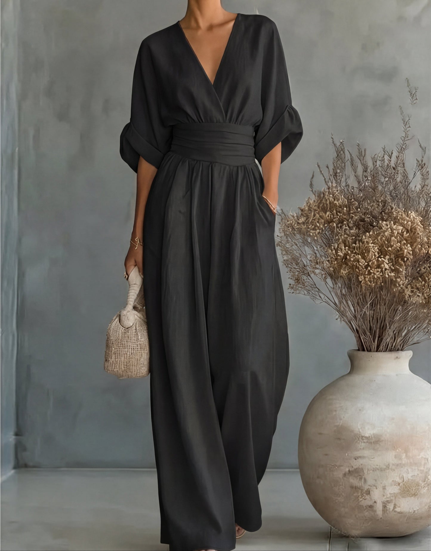 Daniela — V-Neck Wide-Leg Jumpsuit
