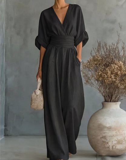 Daniela — V-Neck Wide-Leg Jumpsuit