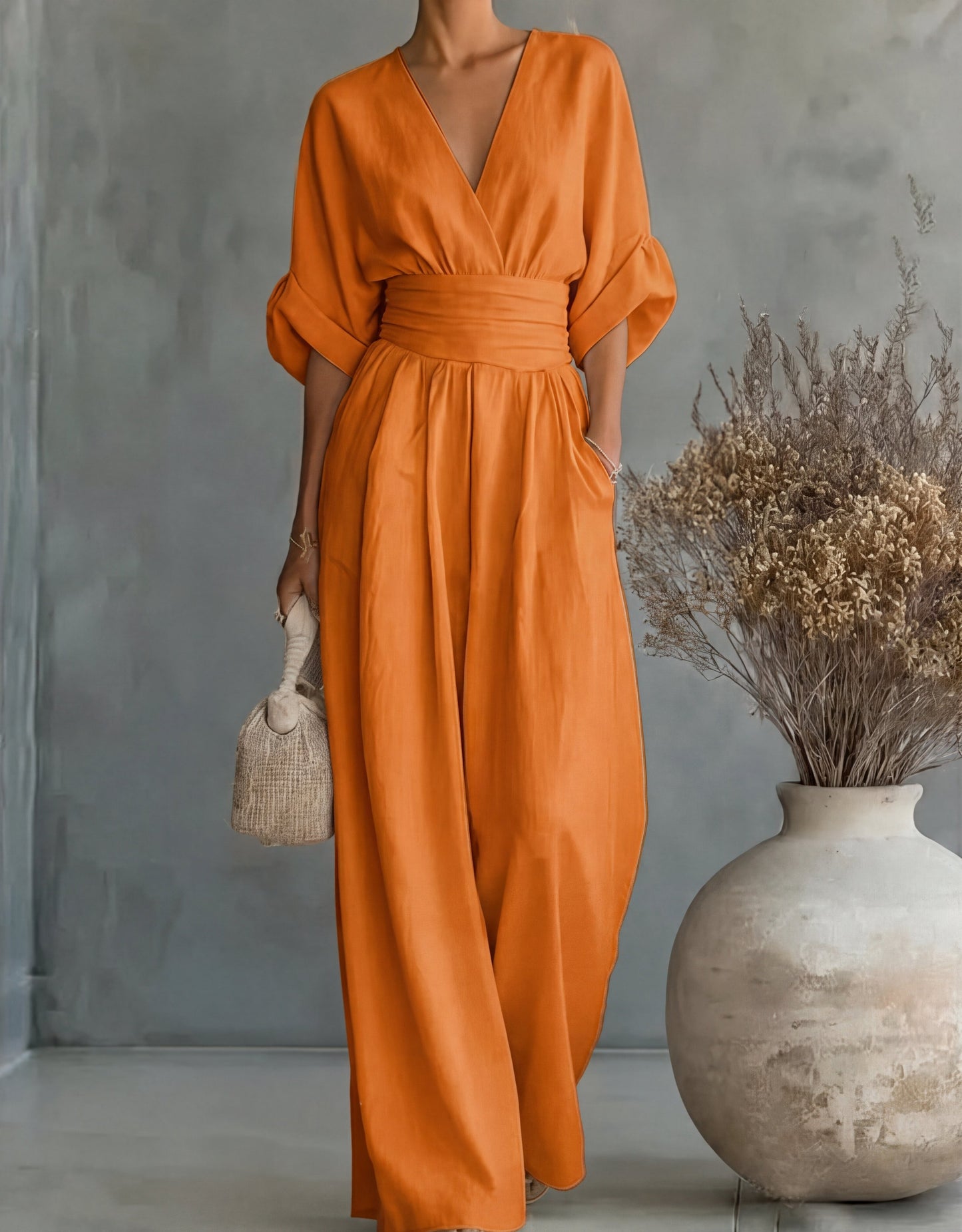 Daniela — V-Neck Wide-Leg Jumpsuit