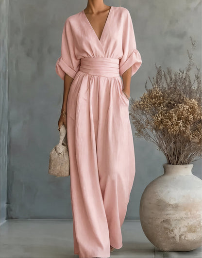 Daniela — V-Neck Wide-Leg Jumpsuit