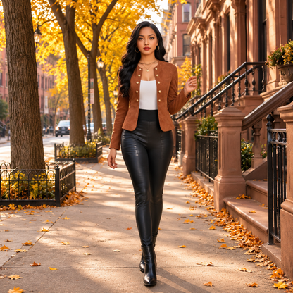 Verlaine — Collarless Suede Effect Jacket