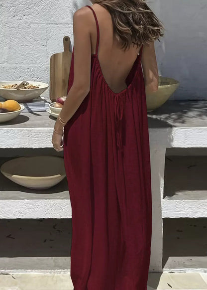 Velène — Open-Back Midi Dress with Adjustable Straps