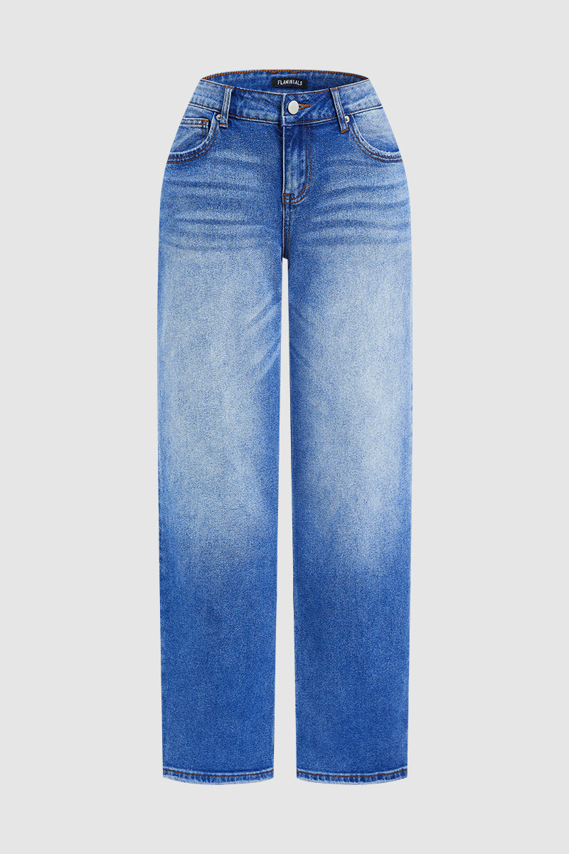 Straight Leg Jeans with Mid Rise