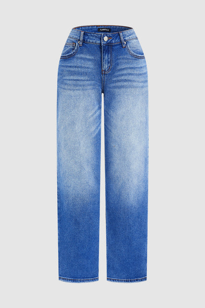 Straight Leg Jeans with Mid Rise
