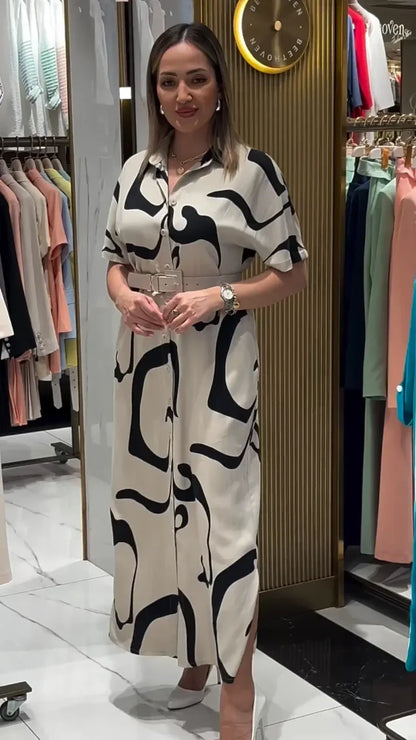 Beautiful dress with a belt - Comfortable Elegant Dress