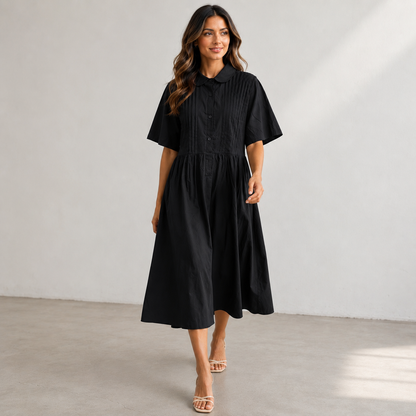 Lysandra — Fluid Cotton Shirt Dress
