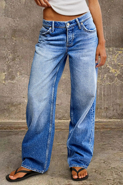 Straight Leg Jeans with Mid Rise