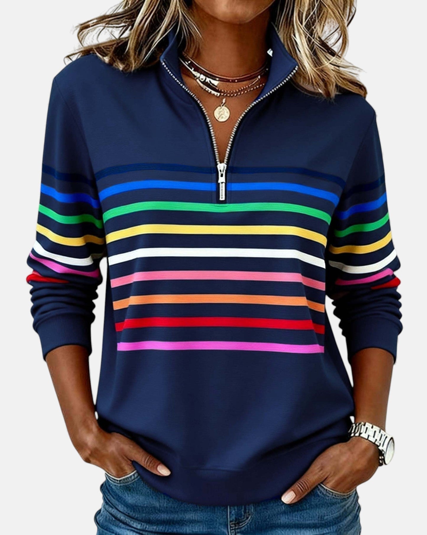 Nina - Comfortable Striped Jumper