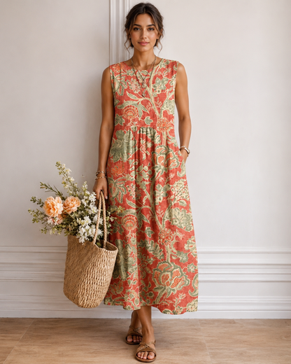 Alba — Printed Cotton Viscose Midi Dress