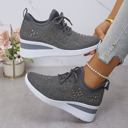 Women's casual, fashionable, breathable, sneakers adorned with crystals