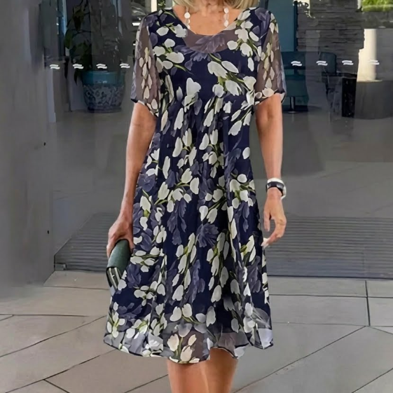 Elisa — Floral Chiffon Dress