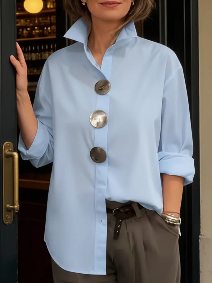 Célène — Collar Blouse with Metal Buttons