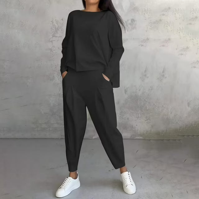 Cotonné — Cotton Asymmetric Sweatshirt & Trouser Set