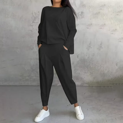 Cotonné — Cotton Asymmetric Sweatshirt & Trouser Set