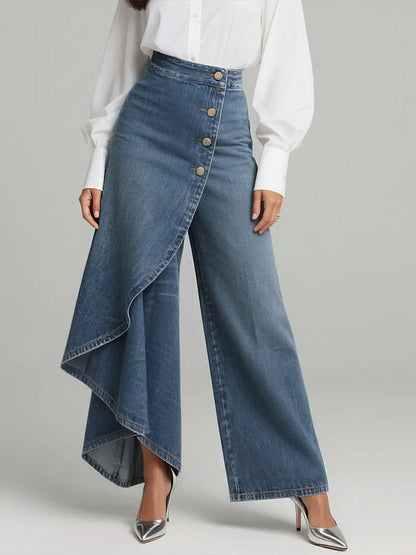 Women's High-Waisted Jeans - Stylish Loose Fit