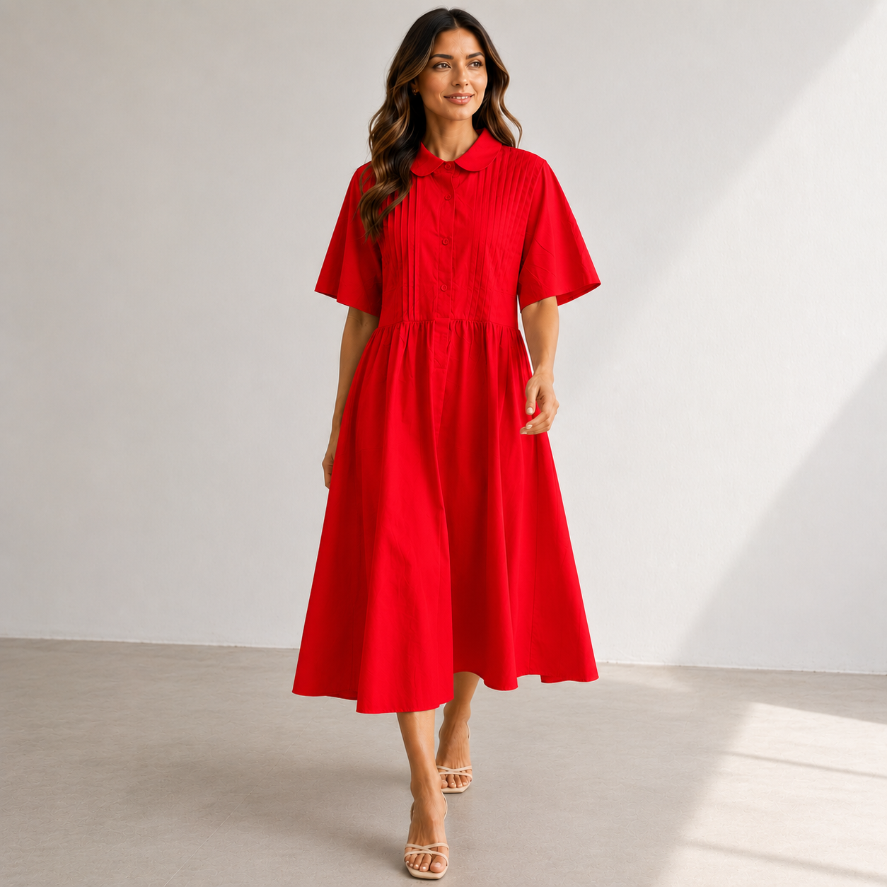 Lysandra — Fluid Cotton Shirt Dress