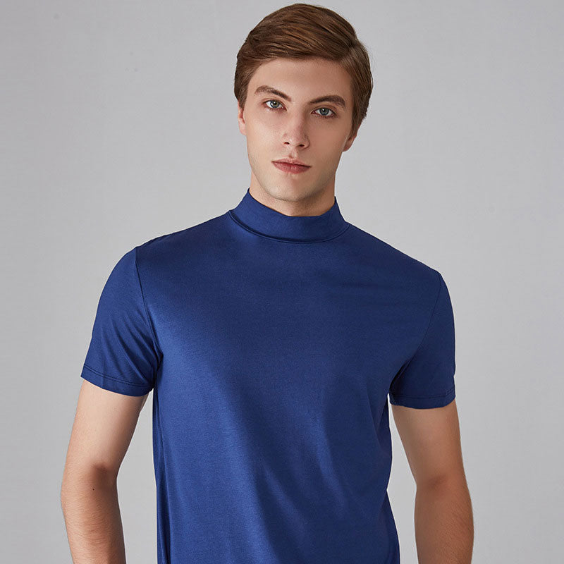Vorenzo  — Men's Slim Fit Mock Neck T-Shirt